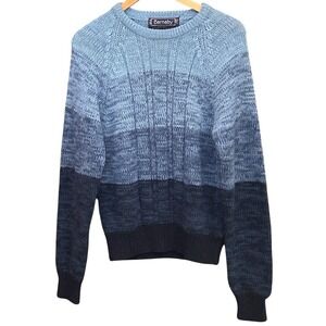 Vintage Barnaby Ombre Blue Acrylic Sweater M Hong Kong 90s Gradient Knit Grunge